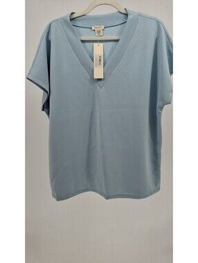 Yelete Modal Suba Short Sleeve V-Neck Top-Light Blue